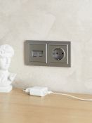 Рамка пластик 2 поста IEK BRITE BR-M22-K46  РУ-2-БрС сталь