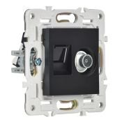 Розетка встраиваемая комбинированная IEK SKANDY SK-AK20-1-K02 SK-A14Bl TV+RJ45 кат.5E черный