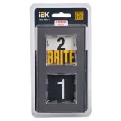Рамка стеклянная 2 поста IEK BRITE BR-M22-G-K03 РУ-2-2-БрСе серый