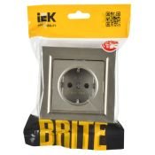 Штепсельная розетка встраиваемая IEK BRITE 16А BR-R14-16-K37-F РСР14-1-0-БрШ с з/к и шторками в сборе шампань