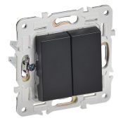 Выключатель встраиваемый двухклавишный перекрестный IEK SKANDY SK-V23-0-10-K02 SK-V06Bl черный Выключатель встраиваемый двухклавишный перекрестный IEK SKANDY SK-V23-0-10-K02 SK-V06Bl черный