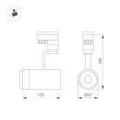 Трековый светильник  10W Белый  LGD-ZEUS-4TR-R67  BK 20-60deg на шинопровод черный 024618