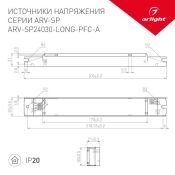 Блок питания (AC-DC) 24V   30W 031104 ARV-SP24030-LONG-PFC-A IP20 металл