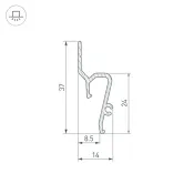 Накладной алюминиевый профиль STRETCH-SHADOW-TECH-2000 BLACK (A2-DELTA) 039509