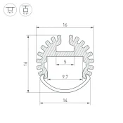 алюминиевый профиль ARH-ROUND-D16-2000 ANOD 039217