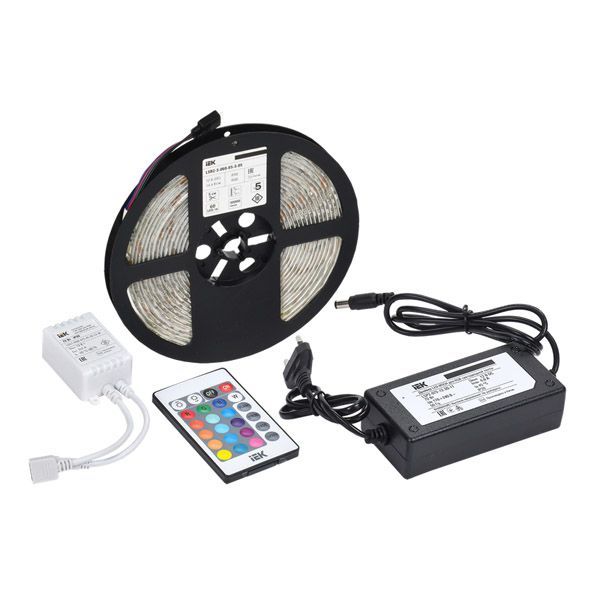  Комплект светодиодной ленты RGB LSR2-3-060-65-1-05-S2 "Сделай сам" (лента LED 5м LSR-5050RGB60-14,4-IP65-12В + драйвер + контроллер) IEK