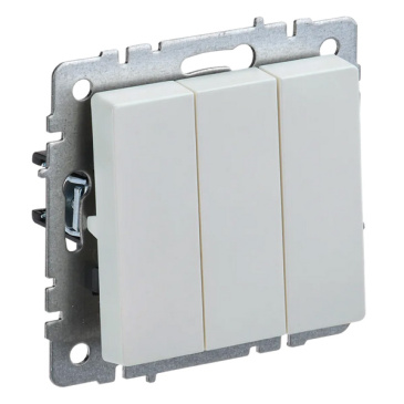 Выключатель встраиваемый трехклавишный IEK BRITE BR-V30-0-10-K36 ВС10-3-0-БрЖ жемчуг