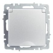 Штепсельная розетка встраиваемая IEK BRITE 16А BR-R16-16-K47 РСбш10-3-БрА с з/к и шторками с крышкой алюминий IP20