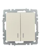 Выключатель встраиваемый двухклавишный с подсветкой IEK BRITE BR-V20-1-10-K10 ВС10-2-1-БрКр бежевый