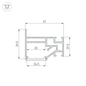 Накладной алюминиевый профиль STRETCH-25-WALL-SIDE-2000 040061