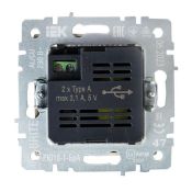 Розетка встраиваемая USB IEK BRITE A+A 3,1А BR-U21-D31-K47 РЮ10-1-БрА алюминий