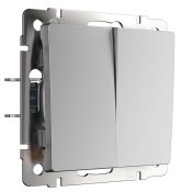 Выключатель встраиваемый двухклавишный  WERKEL W1120006 серебряный