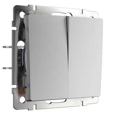 Выключатель встраиваемый двухклавишный  WERKEL W1120006 серебряный