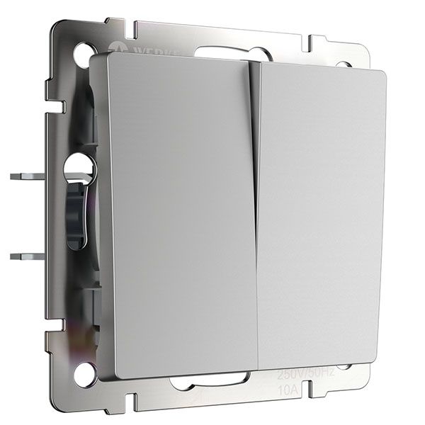 Выключатель встраиваемый двухклавишный  WERKEL W1120006 серебряный