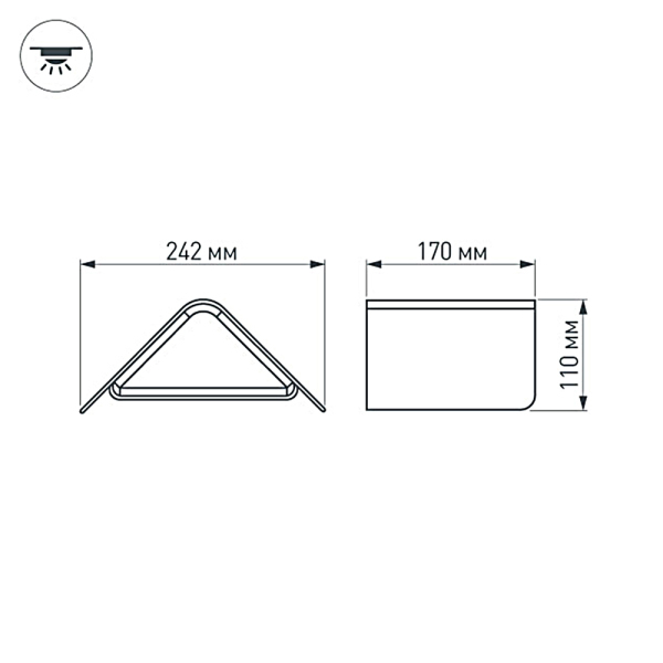 светильник  12W Белый теплый  019779  LGD-Wall-Delta-1B-12W  220V IP54 угловой накладной черный
