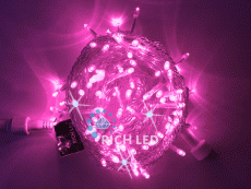 гирлянда НИТЬ Розовый RL-S10CF-220V-T/P, прозрачный провод 10 м., соединяемая, 220V, 100 Led, IP54, мерцание