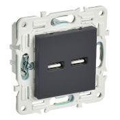 Розетка встраиваемая USB IEK SKANDY A+A 3,1А SK-U21-D31-K53 SK-R15G графит