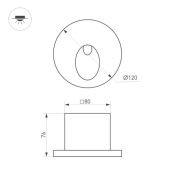 светильник  3W Белый теплый 050872 LT-TIE-R120 220V круглый встраиваемый  белый