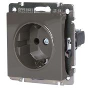 Штепсельная розетка встраиваемая WERKEL 16A 250V WL07-SKG-01-IP20 / W1171007 с/з серо-коричневый