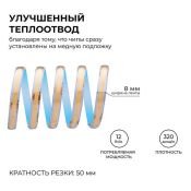 Светодиодная лента Белый COB 24V 12W/m 320Led/метр герм трубка 00-392 PRO 8мм IP65