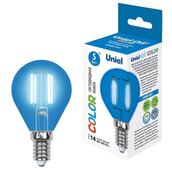 лампа декоративная шар  G45 Синий 5.0W UL-00002989 LED-G45-5W/BLUE/E14 GLA02BL лампа декоративная шар  G45 Синий 5.0W UL-00002989 LED-G45-5W/BLUE/E14 GLA02BL