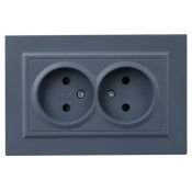 Штепсельная розетка встраиваемая двойная IEK BRITE 10А BR-R23-10-K35-F РСш12-2-БрМ без з/к с з/ш в сборе маренго