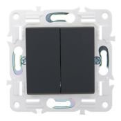 Выключатель встраиваемый двухклавишный IEK SKANDY SK-V20-0-10-K53 SK-V04G графит