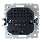 Штепсельная розетка встраиваемая IEK BRITE 16А BR-R14-16-U22-018-K35 РЮш11-1-БрМ с з/к и шторками с USB A+C 18Вт маренго