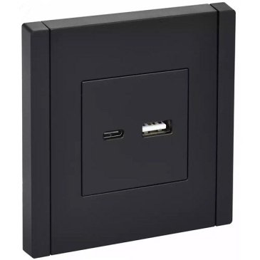 Розетка встраиваемая USB IEK FORTE&PIANO A+C 3,1А FP-U22-D31-K02 FP150 черный