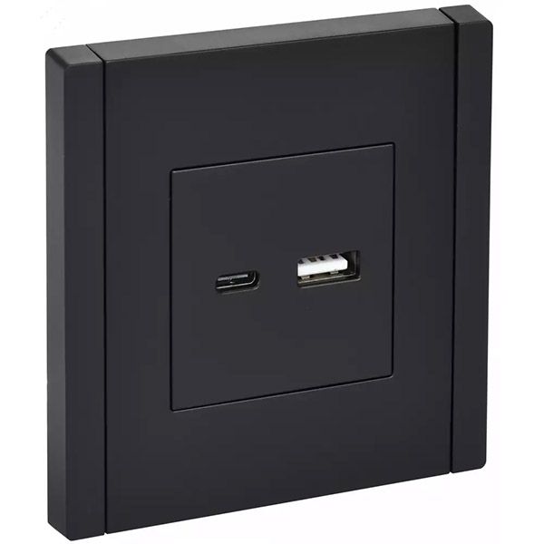 Розетка встраиваемая USB IEK FORTE&PIANO A+C 3,1А FP-U22-D31-K02 FP150 черный