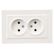 Штепсельная розетка встраиваемая двойная IEK BRITE 10А BR-R20-10-K36-F РС12-2-БрЖ без з/к и шторками в сборе жемчуг