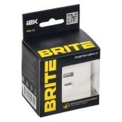 Розетка встраиваемая USB IEK BRITE A+C 45Вт BR-U22-045-K01 РЮ11-2-БрБ белый