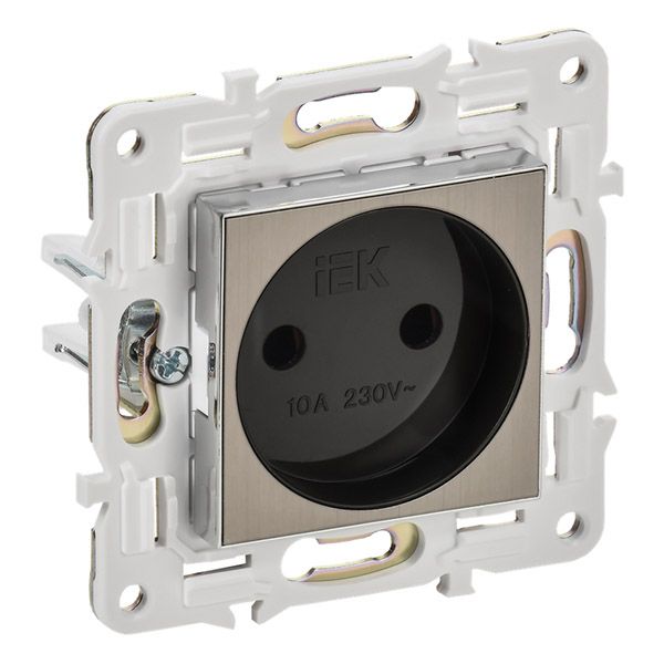 Штепсельная розетка встраиваемая IEK SKANDY 10А SK-R10-10-K50 SK-R02N без з/к без шторок металл никель