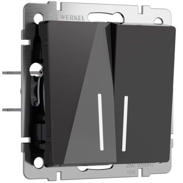 Выключатель встраиваемый двухклавишный с подсветкой  WERKEL W1120148 черный акрил