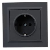 Штепсельная розетка встраиваемая IEK BRITE 16А BR-R14-16-K53-F РСР14-1-0-БрГ с з/к и шторками в сборе графит
