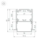 алюминиевый профиль SL-LINIA52-3L-F-2000 ANOD 044682
