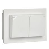 Штепсельная розетка встраиваемая двойная IEK BRITE 16А BR-R26-16-44-K01-F РСбш12-3-44-БрБ с крышкой в сборе белый IP44