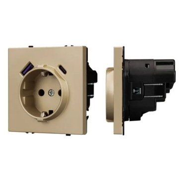 Штепсельная розетка встраиваемая Arlight SCT-NOBE-MUAC-SFPL-GD 16А 054286 с/з и USB тип A+C золото