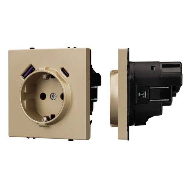 Штепсельная розетка встраиваемая Arlight SCT-NOBE-MUAC-SFPL-GD 16А 054286 с/з и USB тип A+C золото