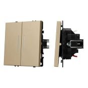 Выключатель встраиваемый двухклавишный непроходной Arlight 054265 SWT-NOBE-MK02-SFPL-L-GD с подсветкой золото