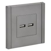 Розетка встраиваемая USB IEK FORTE&PIANO A+A 3,1А FP-U21-D31-K46 FP549 сталь