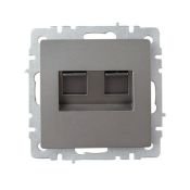 Розетка встраиваемая компьютерная двойная IEK BRITE BR-K20-2-K46 РК11-2-БрС RJ45 кат.6 сталь