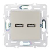 Розетка встраиваемая USB IEK SKANDY A+A 3,1А SK-U21-D31-K37 SK-R15Sh шампань