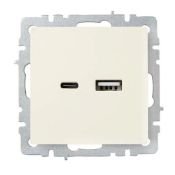 Розетка встраиваемая USB IEK BRITE A+C 18Вт BR-U22-018-K10 РЮ11-1-БрКр бежевый