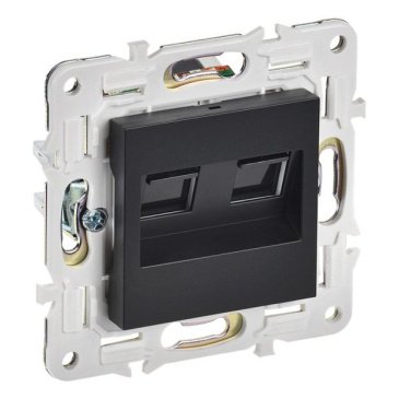 Розетка встраиваемая компьютерная двойная IEK SKANDY SK-K20-1-K02 SK-K03Bl RJ45 кат.5E черный