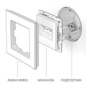 Розетка встраиваемая компьютерная двойная WERKEL Ethernet  RJ-45 W1182208 черный матовый