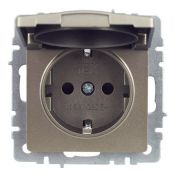 Штепсельная розетка встраиваемая IEK BRITE 16А BR-R16-16-44-K37 РСбш10-3-44-БрШ с з/к и шторками с крышкой шампань IP44