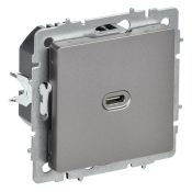 Розетка встраиваемая USB IEK BRITE C 65Вт BR-U13-065-K46 РЮ12-1-БрС сталь