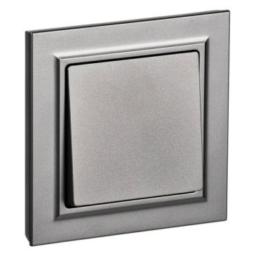 Выключатель встраиваемый одноклавишный IEK BRITE BR-V10-0-10-K46-F ВСР10-1-0-БрС в сборе сталь