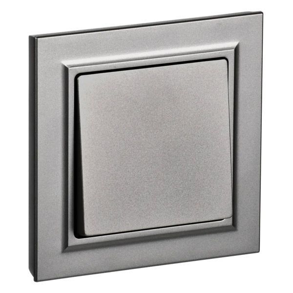 Выключатель встраиваемый одноклавишный IEK BRITE BR-V10-0-10-K46-F ВСР10-1-0-БрС в сборе сталь